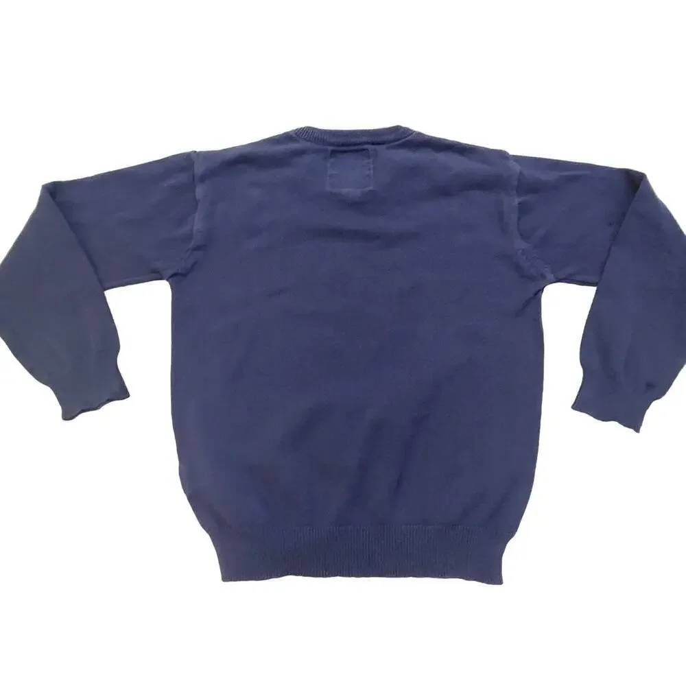 THE‎ CHILDRENS PLACE Navy Blue Orange Argyle  Cotton V-Neck Sweater Boys Small